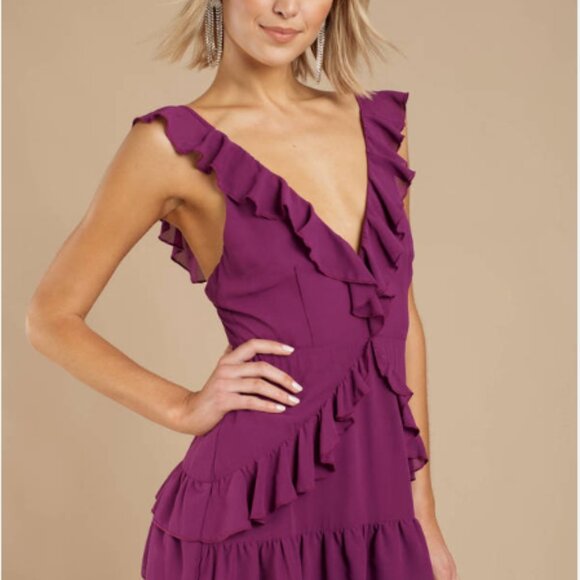 Tobi Queen B Ruffle Skater Dress in Violet, size M - Picture 2 of 6